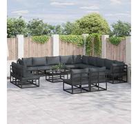 Ensemble de canapé de jardin avec coussin Noir Aluminium Canapé patio vidaXL vid