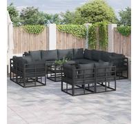 Vidaxl Ensemble De Canapé De Jardin 11 Pcs Noir 283 X 283 X 71 Cm