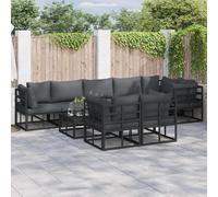 Ensemble de canapé de jardin avec coussin Noir Aluminium Mobilier salon vidaXL v