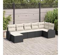 vidaXL Ensemble de canapés de jardin 7 pièces en rotin synthétique noir avec coussins