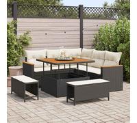 vidaXL Ensemble canapés de jardin 8 pièces avec coussins modulaire en poly rotin beige table acacia