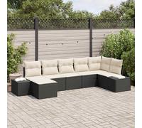 Vidaxl Ensemble De Canapé De Jardin De 7 Pièces Avec Coussins Gris En Rattan Poly