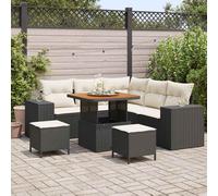 vidaXL Ensemble de canapé de jardin 8 pièces avec coussins en rattan beige et acacia