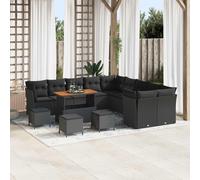 Vidaxl Ensemble De Canapé De Jardin 14 Pièces Avec Coussins Rattan Noir Acacia, Vidaxl Ensemble De Salle À Manger De Jardin 4 Pièces Avec Coussins Rattan Noir Acacia