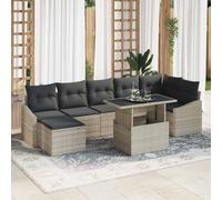 Ensemble de Canapé de Jardin avec Coussins 8 Pièces Gris Clair et Gris Foncé Poly Rotin Modulable pour Terrasse Balcon