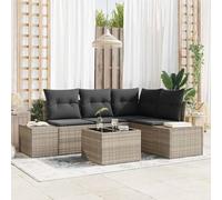 Ensemble de canapé de jardin avec coussins et espace de rangement, 5 pièces, gris clair, en polyrotin résistant aux intempéries, pour terrasse et balcon, canapé salon modulaire avec coussins