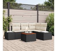 vidaXL Canapé de jardin 5 pièces avec coussins – Poly Rattan & Acacia Noir