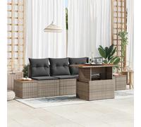 Vidaxl Ensemble De Canapé De Jardin De 5 Pièces Avec Coussins Noir En Poly Rattan, Canapé De Jardin 2 Places Avec Rangement Et Coussins Noir En Poly Rattan