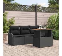 Ensemble De Canapés De Jardin De 5 Pièces Avec Coussins Gris Poly Rattan, Canapé De Jardin De 2 Places Avec Rangement Et Coussins Gris Poly Rattan