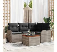 vidaXL Ensemble de canapés de jardin 5 pièces avec rangement et coussins Noir, blanc