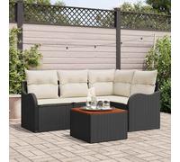 vidaXL Ensemble de canapés de jardin 5 pièces avec rangement et coussins Noir, blanc
