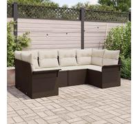 Ensemble De Canapé De Jardin 6 Pièces Avec Coussins Gris Clair En Poly Rotin, Canapé De Jardin 2 Places Avec Rangement Et Coussins Gris Clair En Poly Rotin