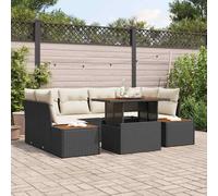 vidaXL Set de 6 Canapés de Jardin avec Coussins en Rattan Noir