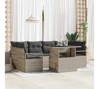 Ensemble De Canapé De Jardin De 7 Pièces Avec Coussins En Rattan Poly Noir, Canapé De Jardin De 2 Places Avec Coussins En Rattan Poly Noir