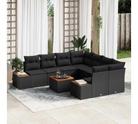Canapés De Jardin 9 Pièces Avec Coussins Beige Poly Rattan Acacia, Canapé De Jardin 2 Places Avec Rangement Et Coussins Beige Poly Rattan