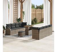 Ensemble De Canapé De Jardin De 11 Pièces Avec Coussins Gris Poly Rotin Acacia, Canapé De Jardin 2 Places Avec Rangement & Coussins Gris Poly Rotin, Ensemble De Salle À Manger De Jardin De 3 Pièces Av
