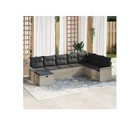 vidaXL Ensemble canapé de jardin 8 pièces – rotin synthétique gris clair, coussins, canapé 2 places
