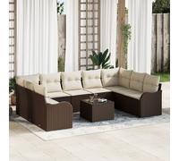 Ensemble De Canapé De Jardin De 9 Pièces Vidaxl Avec Coussins Gris En Poly Rattan, Canapé De Jardin 2 Places Vidaxl Avec Coussins Marron En Poly Rattan