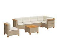 Ensemble de canapé de jardin en polyrotin avec coussins, beige, durable et résistant aux intempéries, pour terrasse, balcon ou jardin, salon d'extérieur moderne pour les loisirs en plein air