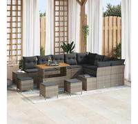Ensemble de canapé de Jardin en polyrotin Gris 13 pièces avec Coussins modulaires, Table Basse Convertible, mobilier extérieur Durable pour terrasse et Balcon, Confort et Style Moderne