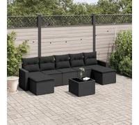 Ensemble de canapé de jardin en polyrotin noir - 65,5 x 62 x 69 cm - Résistant aux UV - Avec coussin - Mobilier de terrasse modulaire pour balcon et cour