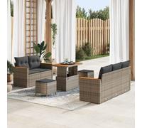 Ensemble de Canapé de Jardin Modulaire 10 Pièces Gris avec Coussins, Salon d'Extérieur en Polyrotin Résistant pour Terrasse, Balcon, Jardin, Comprend Canapé d'Angle, Siège, Tabourets et Table