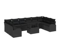 Ensemble de canapé de jardin modulaire 11 pcs Polyrotin Noir pour Terrasse | Polyrotin résistant aux UV, rangement de coussins, installation facile, design moderne, lot de 11 pièces