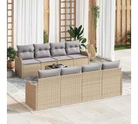 Ensemble de Canapé de Jardin Modulaire 9 Pièces avec Coussins Gris Beige, Salon d'Extérieur Confortable et Élégant pour Terrasse Balcon Meuble de Jardin Modulable Résistant aux Intempéries