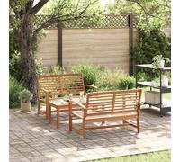 vidaXL Ensemble de jardin en teck – 4 chaises, 1 table en bois massif, coussins respirants
