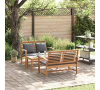 vidaXL Ensemble de jardin en teck – 4 chaises, 1 table en bois massif, coussins respirants