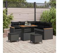 vidaXL Ensemble canapés de jardin 8 pièces avec coussins modulaire en poly rotin beige table acacia