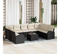 vidaXL Ensemble de Canapé de Jardin 9 Pièces avec Coussins Noir en Rattan