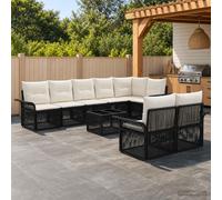 vidaXL Ensemble de canapé de Jardin 9 pcs Noir polyrotin, Canapé de Jardin Moderne, mobilier de Patio résistant, Salon extérieur modulable, Lounge reconfigurable