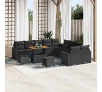 vidaXL Ensemble de canapé de jardin avec coussin 13 pcs Noir polyrotin, Canapé de jardin moderne, mobilier lounge léger, 3361674 Noir G
