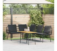 Vidaxl Ensemble De Canapé De Jardin De 2 Pièces Avec Coussins Noir Poly Rotin Noir