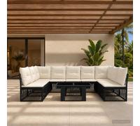 vidaXL Ensemble de canapé de Jardin 10 pc Gris polyrotin