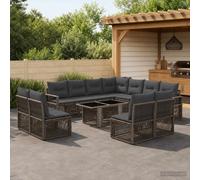 vidaXL Ensemble de canapé de Jardin 12 pc Noir et Blanc crème