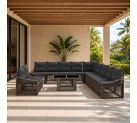 vidaXL Ensemble de canapé de Jardin 12 pc Gris et Gris foncé polyrotin