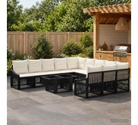 vidaXL Ensemble de canapé de Jardin 12 pc Noir et Blanc crème