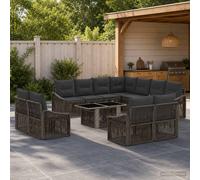 vidaXL Ensemble de canapé de Jardin 12 pc Noir et Blanc crème