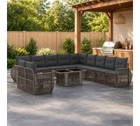 vidaXL Ensemble de canapé de Jardin 12 pc Noir et Blanc crème