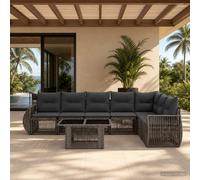 vidaXL Ensemble de canapé de Jardin 8 pc Noir et Blanc crème polyrotin