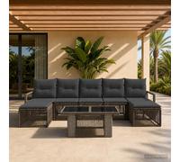 vidaXL Ensemble de canapé de Jardin 8 pc Noir et Blanc crème polyrotin
