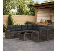vidaXL Ensemble de canapé de Jardin 9 pc Gris et Gris foncé polyrotin