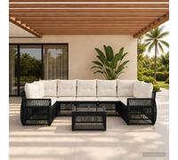 vidaXL Ensemble de canapé de Jardin 8 pc Noir polyrotin