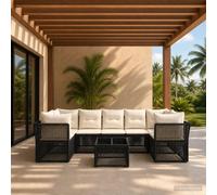 vidaXL Ensemble de canapé de Jardin 8 pc Noir polyrotin