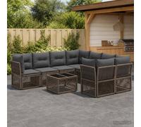 vidaXL Ensemble de canapé de Jardin 9 pc Gris polyrotin