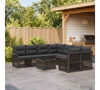 vidaXL Ensemble de canapé de Jardin 9 pc Noir polyrotin