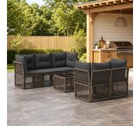 vidaXL Ensemble de canapé de Jardin 6 pc Gris polyrotin