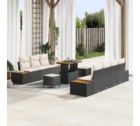 Ensemble De Canapés De Jardin Vidaxl De 10 Pièces Avec Coussins Beige Rattan Poly Acacia, Canapé De Jardin 2 Places Vidaxl Avec Coussins Beige Rattan Poly, Ensemble De Salle À Manger De Jardin De 3 Pi